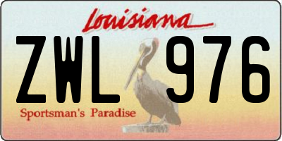 LA license plate ZWL976