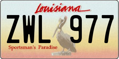 LA license plate ZWL977