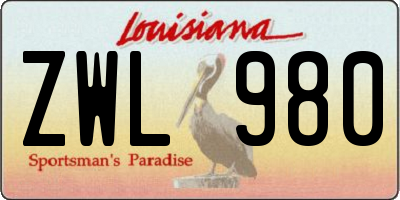 LA license plate ZWL980