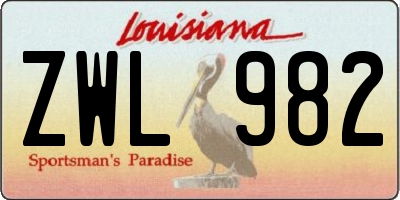 LA license plate ZWL982