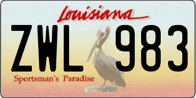 LA license plate ZWL983