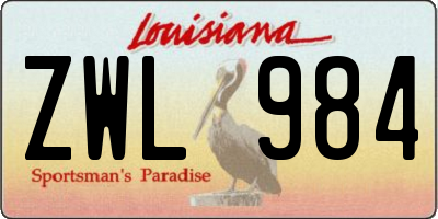LA license plate ZWL984