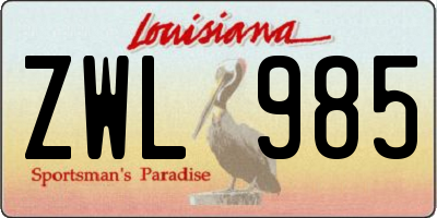 LA license plate ZWL985