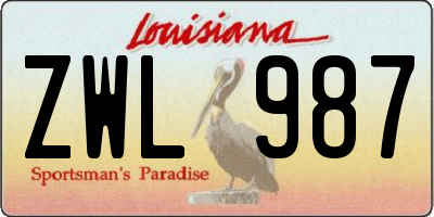 LA license plate ZWL987