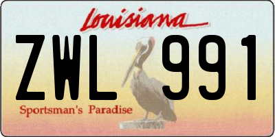 LA license plate ZWL991