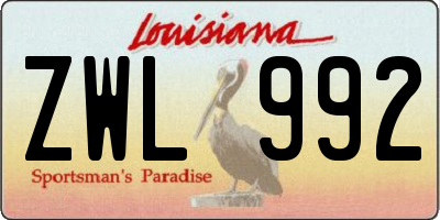 LA license plate ZWL992