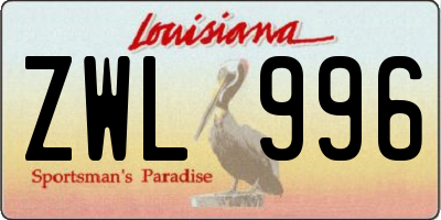 LA license plate ZWL996