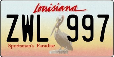 LA license plate ZWL997