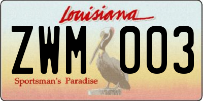 LA license plate ZWM003