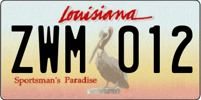 LA license plate ZWM012