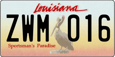 LA license plate ZWM016