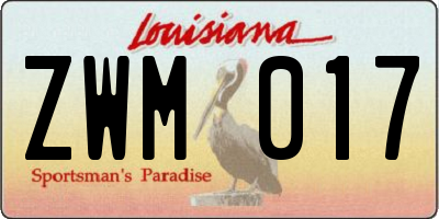 LA license plate ZWM017