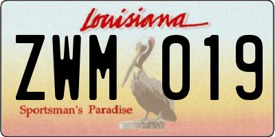 LA license plate ZWM019