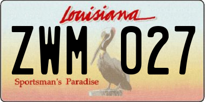 LA license plate ZWM027