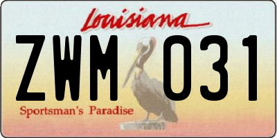 LA license plate ZWM031