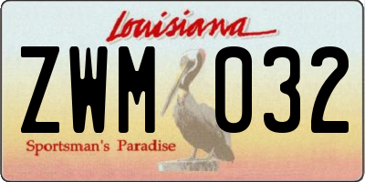 LA license plate ZWM032