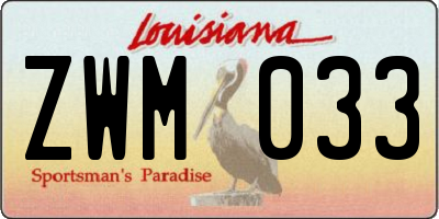 LA license plate ZWM033