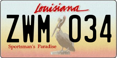 LA license plate ZWM034