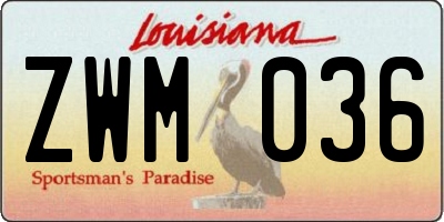 LA license plate ZWM036