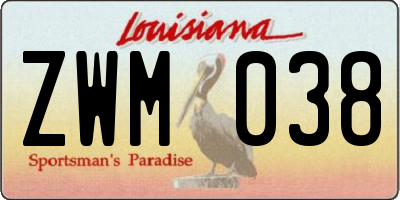 LA license plate ZWM038