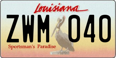 LA license plate ZWM040