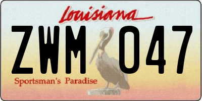 LA license plate ZWM047