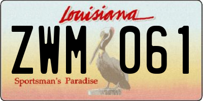 LA license plate ZWM061