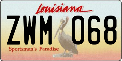 LA license plate ZWM068