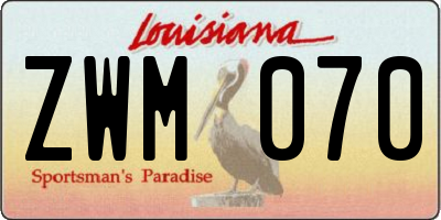 LA license plate ZWM070
