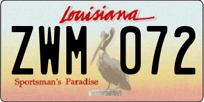 LA license plate ZWM072