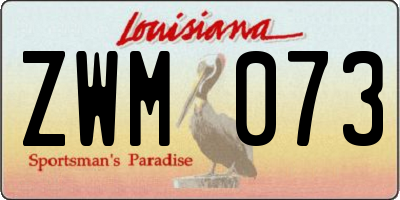 LA license plate ZWM073