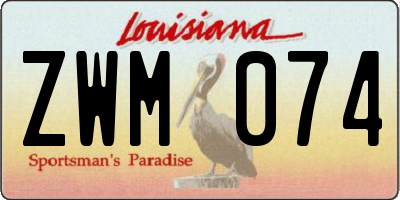 LA license plate ZWM074