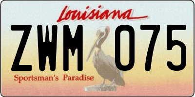 LA license plate ZWM075