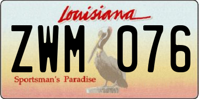 LA license plate ZWM076