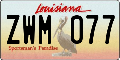 LA license plate ZWM077