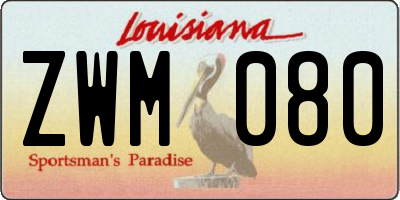 LA license plate ZWM080