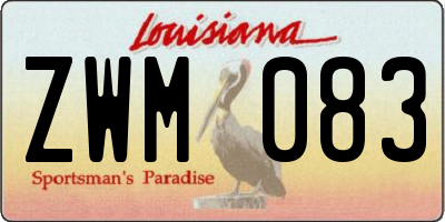 LA license plate ZWM083