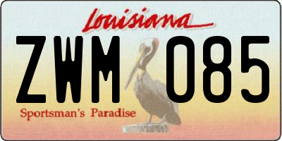 LA license plate ZWM085