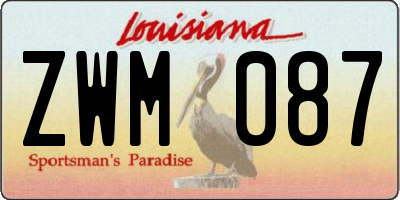 LA license plate ZWM087