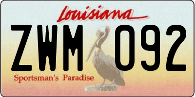 LA license plate ZWM092
