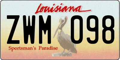 LA license plate ZWM098