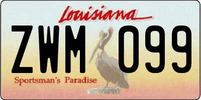 LA license plate ZWM099