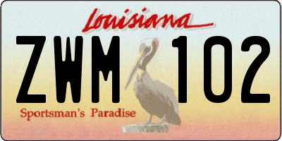 LA license plate ZWM102