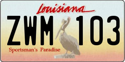 LA license plate ZWM103
