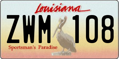 LA license plate ZWM108