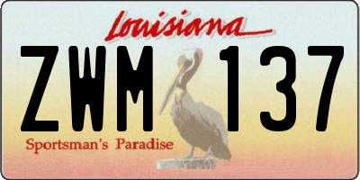 LA license plate ZWM137