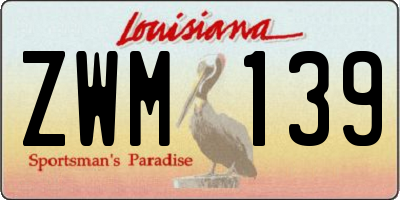 LA license plate ZWM139