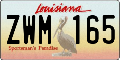 LA license plate ZWM165