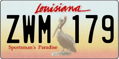 LA license plate ZWM179