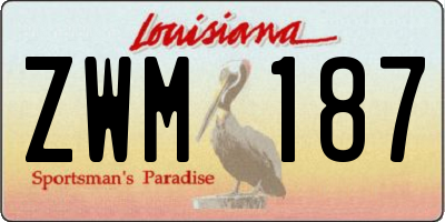LA license plate ZWM187